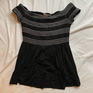 Black and white off shoulder blouse